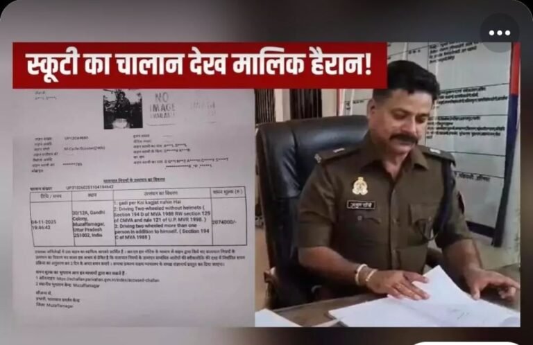 UP में स्कूटर का ₹20 लाख का चालान! पुलिस बोली- “टाइपिंग मिस्टेक”